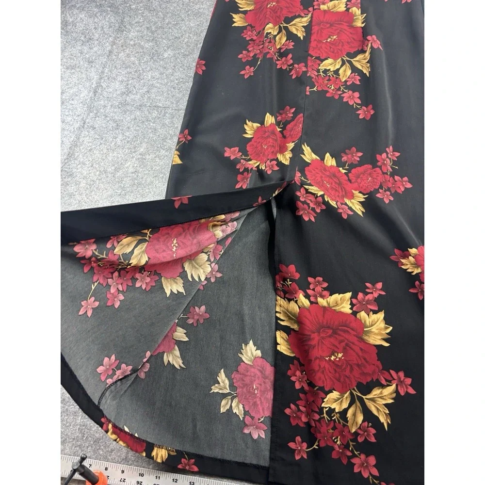 Vintage Studio I Women's 8 Black and Burgandy Floral Maxi Dress Lorelei Gilmore - Picture 8 of 9